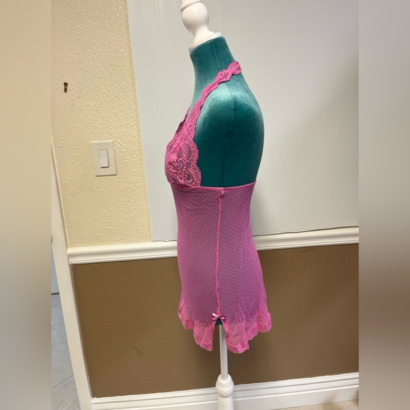 Vintage Victoria’s Secret Teddy‎ M bubblegum Pink Sheer Lace Babydoll Lingerie - Picture 5 of 11